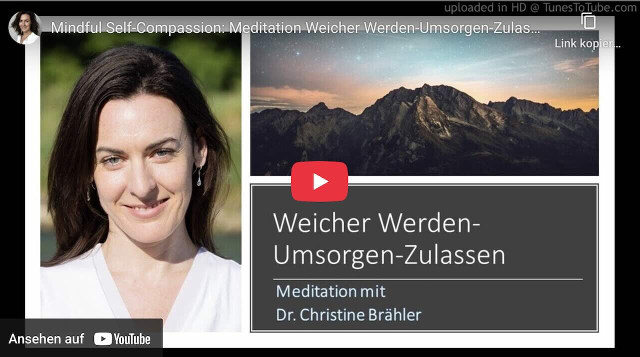 Vorschaubild: Video-Anleitung Entspannen, Trösten, Zulassen nach Kristin Neff, gesprochen von Dr. Christine Brähler – Bitte hier klicken zum Starten.